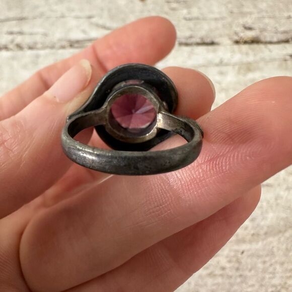 Vintage Sterling Taxco Amethyst Modernist Ring - Picture 6 of 10